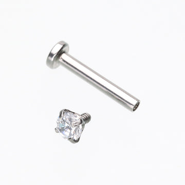 Detail View 1 of 3 Pcs Pack of Assorted Prong Set Sparkle Gem Steel Micro Labret-Clear Gem